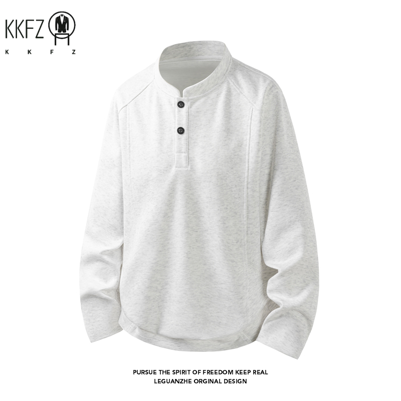 Embellish Knit - 남성용 래글런 슬리브 헨리 풀오버 스탠드