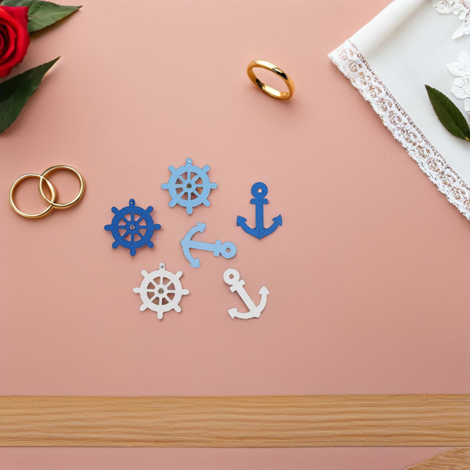 Embellishments For Scrapbooking - 100 Pcs 나무 앵커 미니 펜던트
