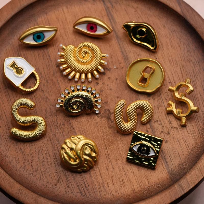 빈티지 금속 단추 하트 모양 예술적인 눈알 디자인 의류 - Craft Embellishment 리뷰 및 가격