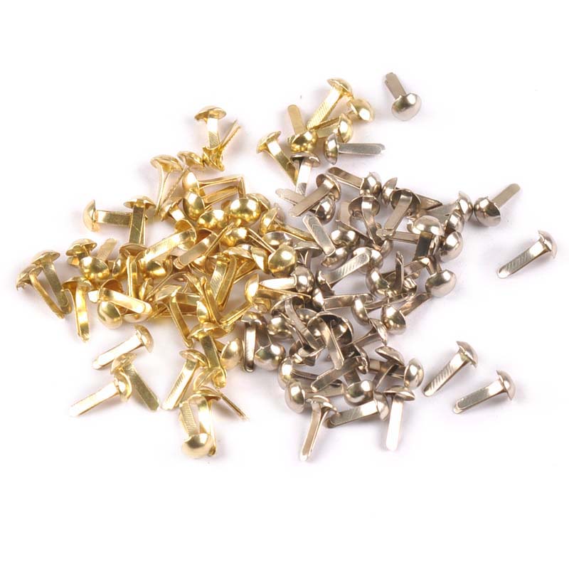 100PCs 혼합 실버/골든 라운드 브래드 스크랩북 꾸 - Embellishments For Scrapbooking 리뷰 및 가격