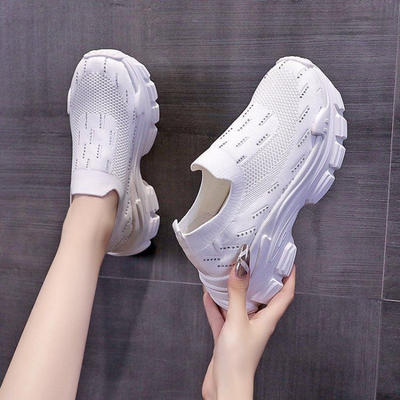 여성 플랫폼 두꺼운 밑창 스포츠 캐주얼 신발 2025  - Crystal Mesh Fabric 리뷰 및 가격