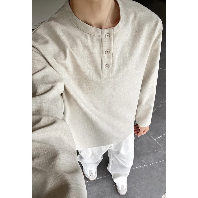 남성 캐주얼 인조 린넨 헨리 티셔츠 긴소매 3버튼 플래 - Embellish Knit 리뷰 및 가격
