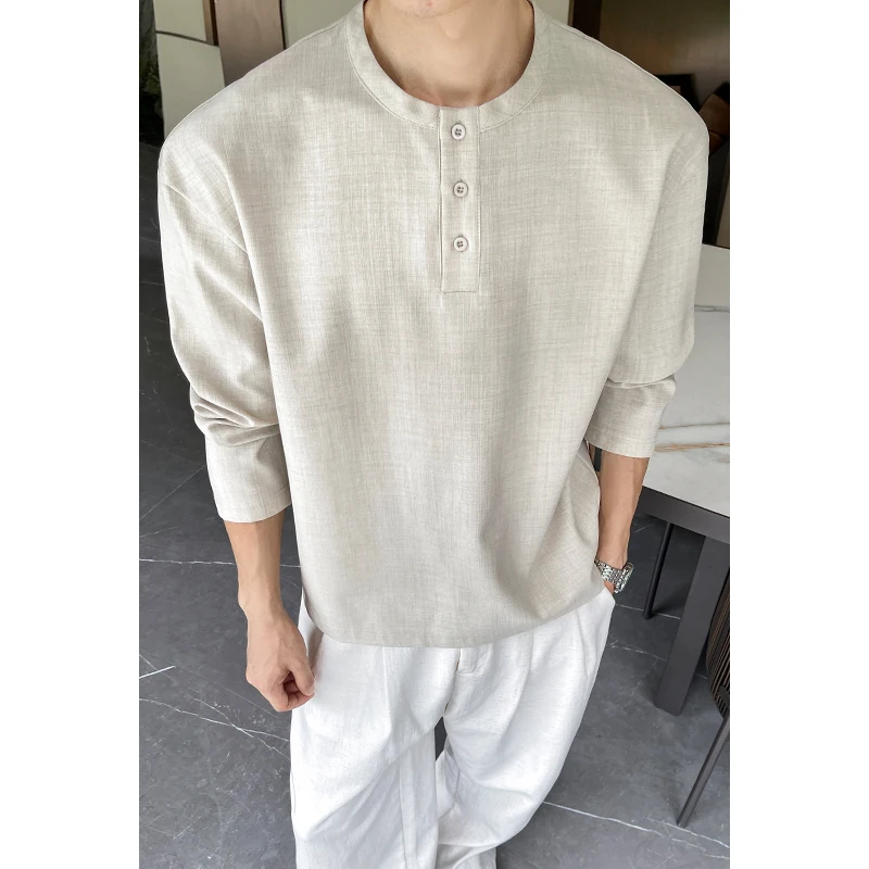 남성 캐주얼 인조 린넨 헨리 티셔츠 긴소매 3버튼 플래 - Embellish Knit 리뷰 및 가격