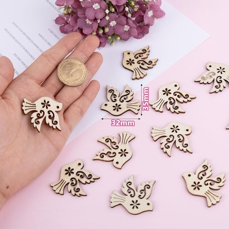 50개 미완성 나무 평화 비둘기 모양 조각 공예 장식품 - Craft Embellishment 리뷰 및 가격