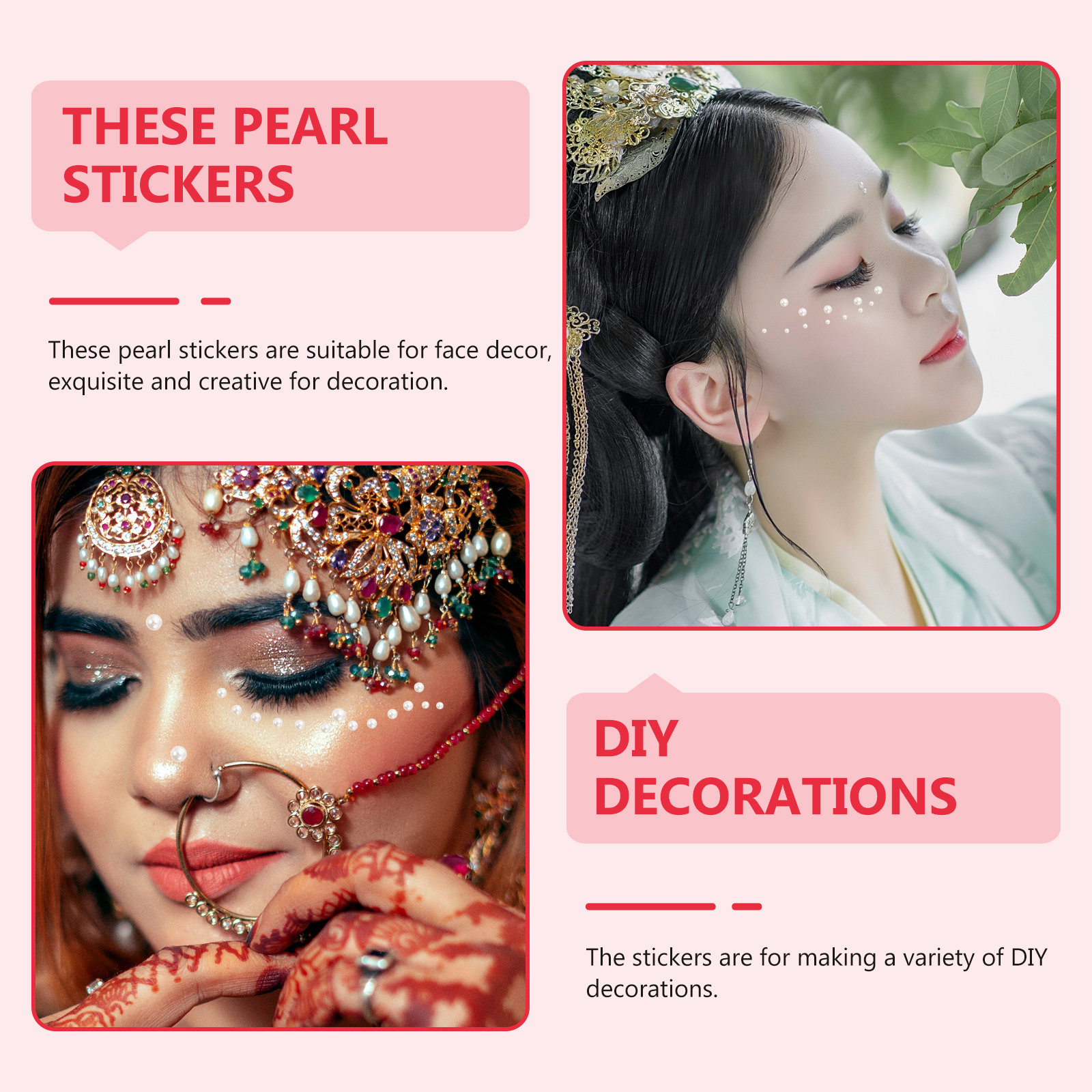 5개입 진주 모양 페이스 스티커, 접착식, 평평한 뒷면 - Craft Embellishment 리뷰 및 가격