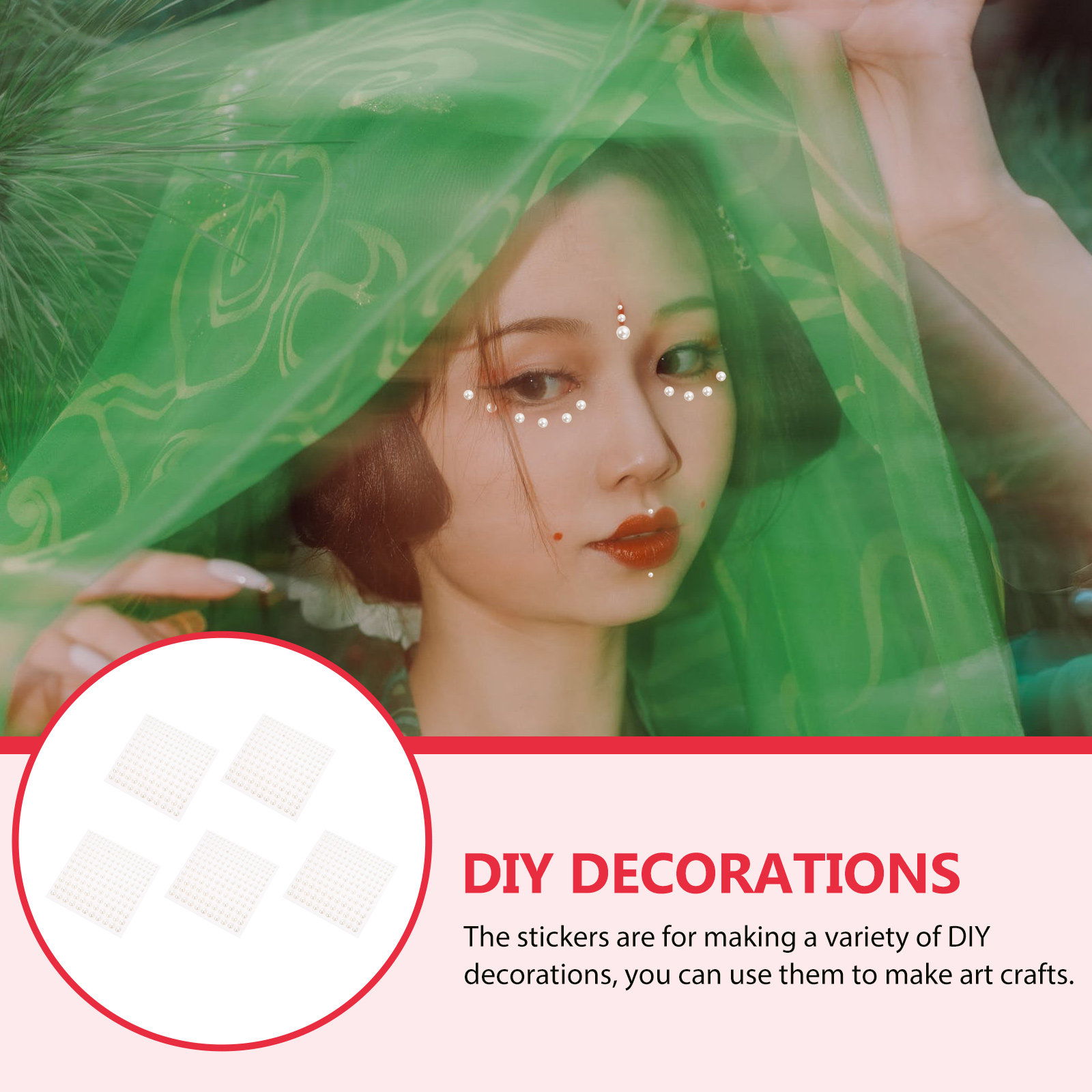 5개입 진주 모양 페이스 스티커, 접착식, 평평한 뒷면 - Craft Embellishment 리뷰 및 가격