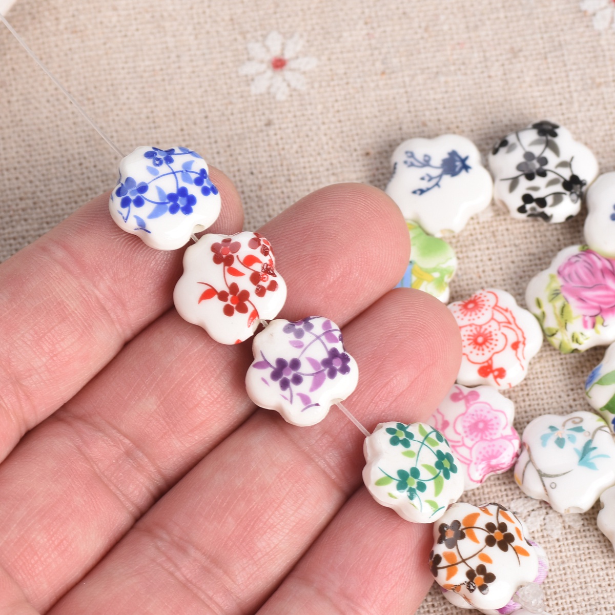 10개 15mm 꽃 모양 패턴 세라믹 도자기 루즈 크래 - Embellishment Crafts 리뷰 및 가격