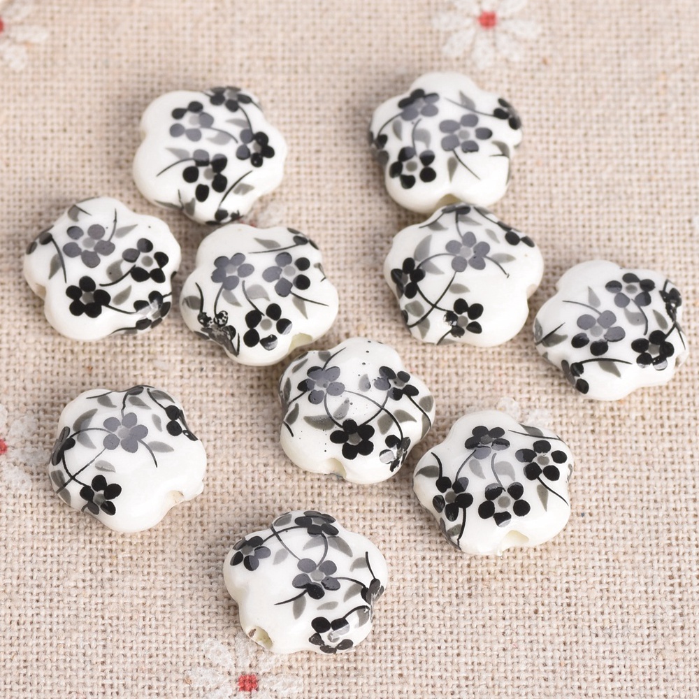 10개 15mm 꽃 모양 패턴 세라믹 도자기 루즈 크래 - Embellishment Crafts 리뷰 및 가격